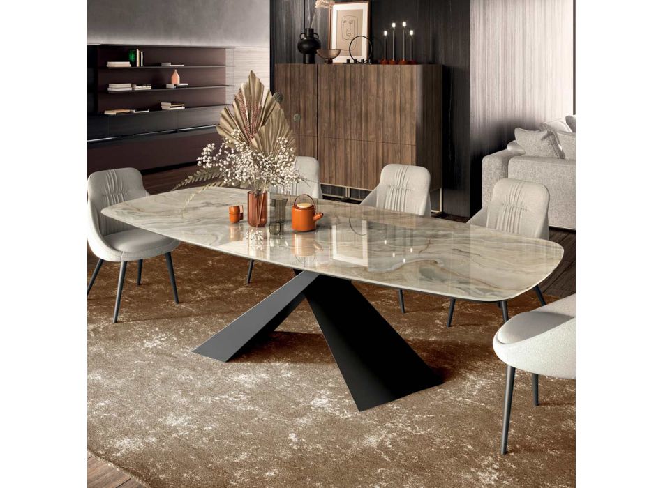 Pevný stůl do obývacího pokoje s keramickou deskou Made in Italy - Holidays Viadurini