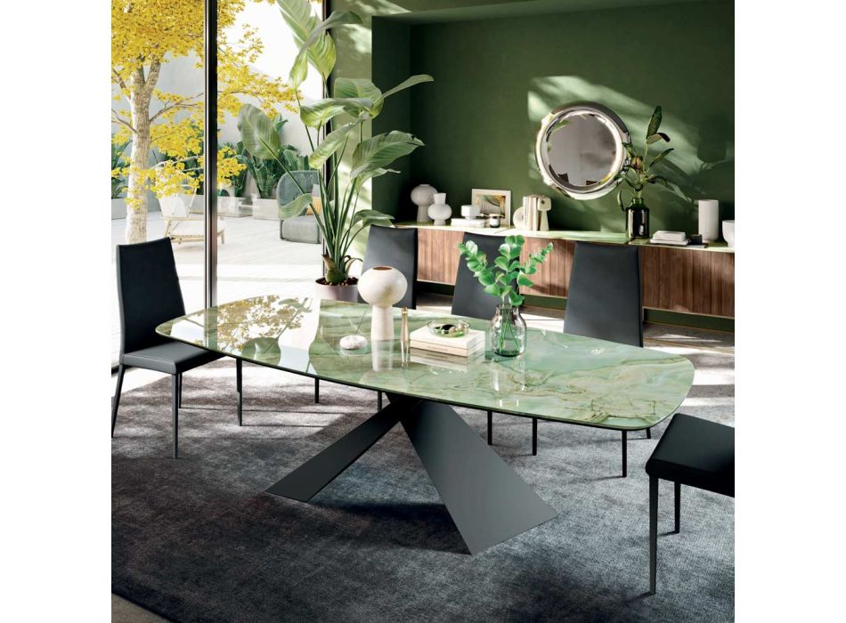Pevný stůl do obývacího pokoje s keramickou deskou Made in Italy - Holidays Viadurini