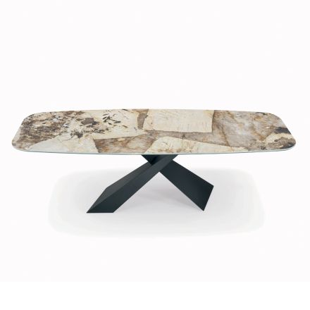 Pevný stůl do obývacího pokoje s keramickou deskou Made in Italy - Ferie Viadurini
