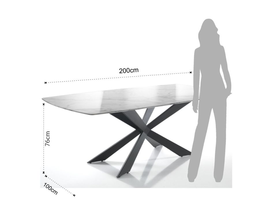 Stůl do obývacího pokoje z MDF s mramorovým efektem Calacatta - chlór Viadurini