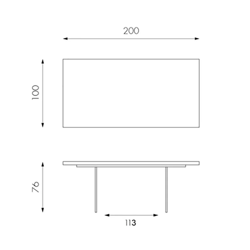 Stůl do obývacího pokoje z dubové dýhy a podnože z tvrzeného skla - Nicofisso Viadurini