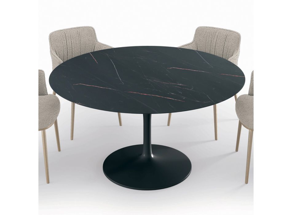 Pevný kulatý stůl do obývacího pokoje z laminátu a hliníku vyrobený v Itálii - dolary Viadurini