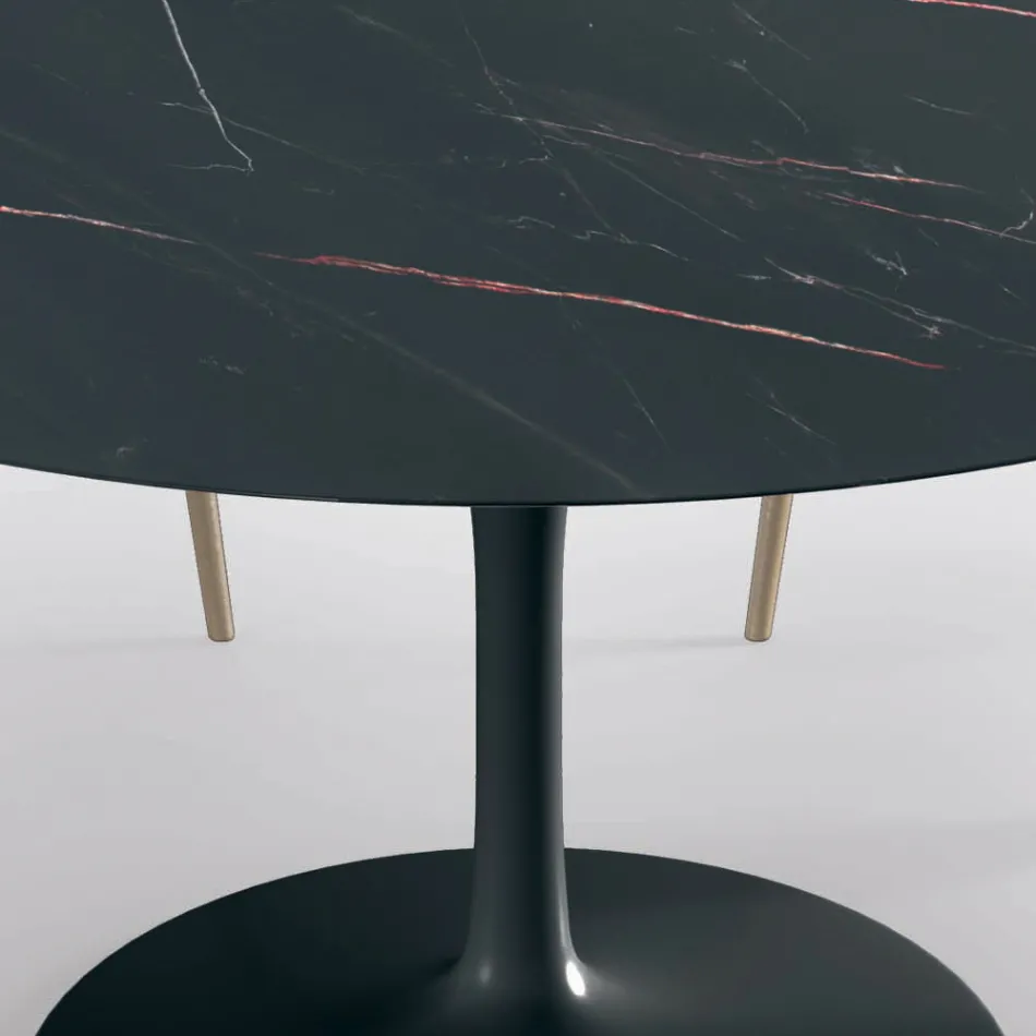 Pevný kulatý obývací pokojový stůl z laminátu a hliníku vyrobený v Itálii - dolary Viadurini