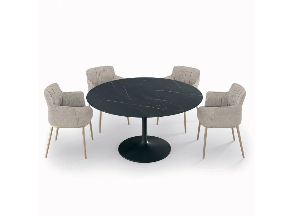 Pevný kulatý obývací pokojový stůl z laminátu a hliníku vyrobený v Itálii - dolary Viadurini