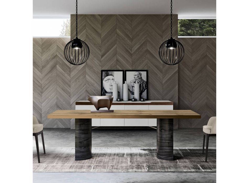 Moderní obývací stůl z masivního dřeva vyrobený v Itálii - Catrin Viadurini