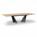 Roztažitelný designový stůl až do 294 cm ze dřeva a kovu vyrobený v Itálii - Nuzzo