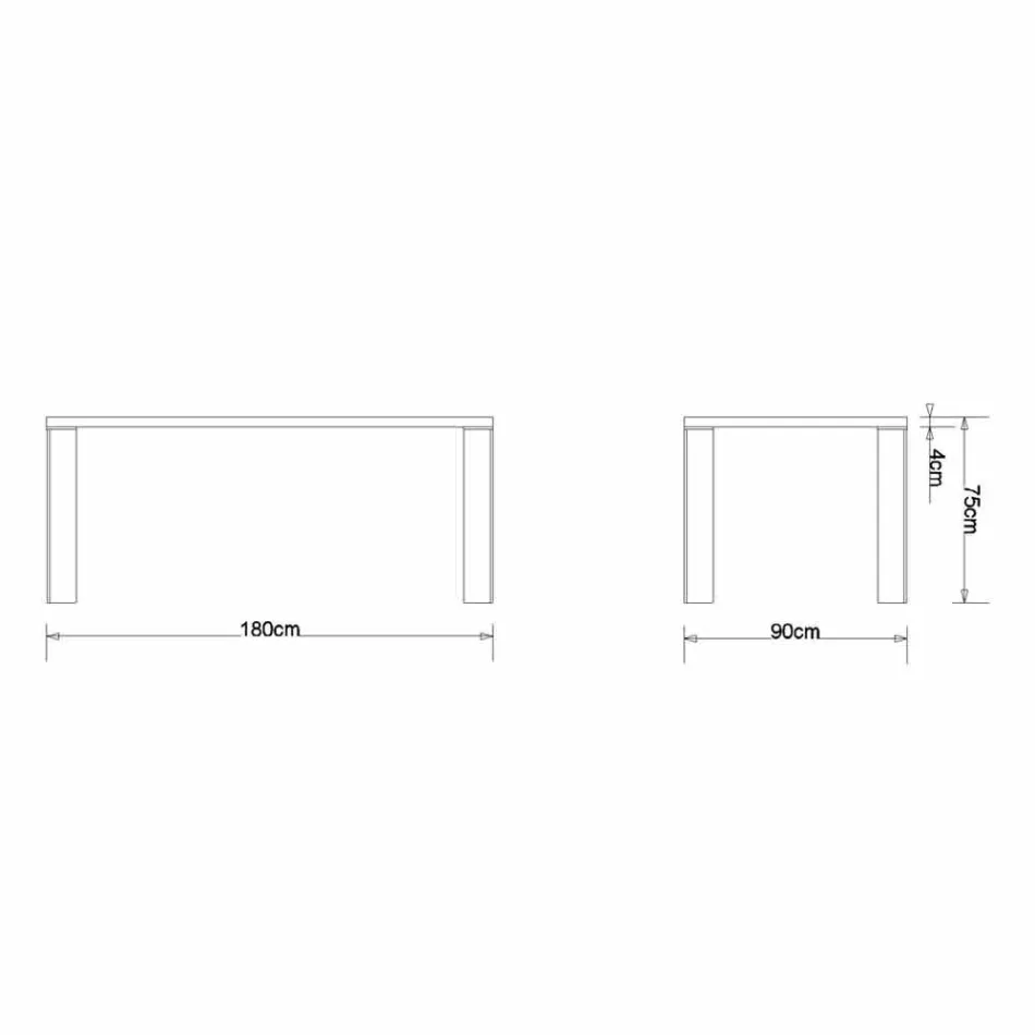 Moderní designový stůl z přírodního ořechového dřeva, L180xP90cm, Yvonne Viadurini