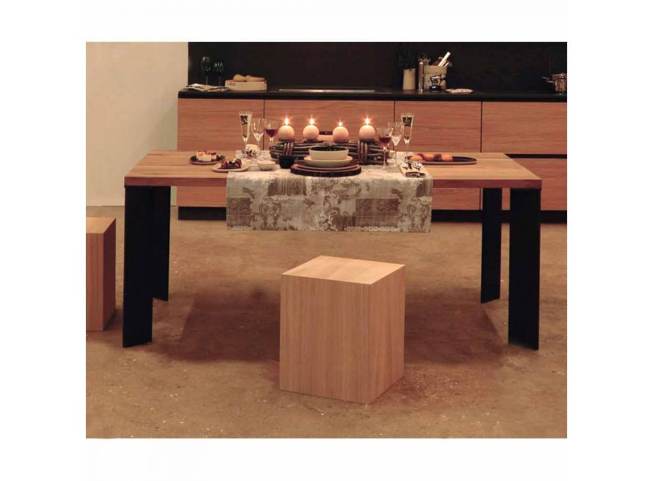Moderní designový stůl z přírodního ořechového dřeva, L180xP90cm, Yvonne Viadurini