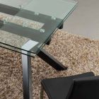 Design stůl rozšiřitelný kov a tvrzené sklo Mesa Viadurini