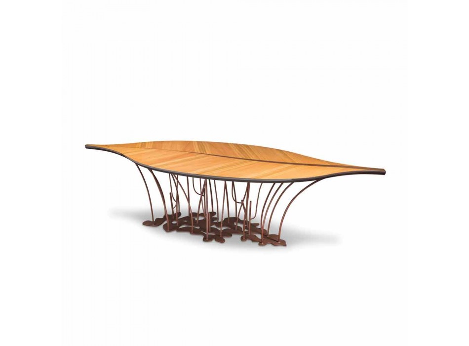 Design stůl dýhované dub a ořech Fenice Viadurini