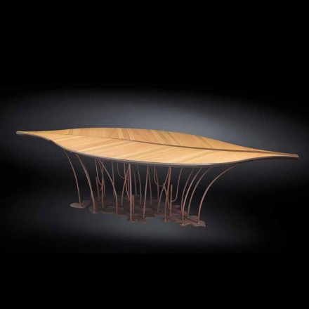 Design stůl dýhované dub a ořech Fenice Viadurini