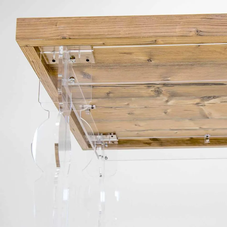 Designový stůl z jedle a plexisklo vyrobené v Itálii, Castro Viadurini
