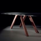 Designový stůl ze dřeva a oceli až pro 12 míst Made in Italy - Settimmio Viadurini