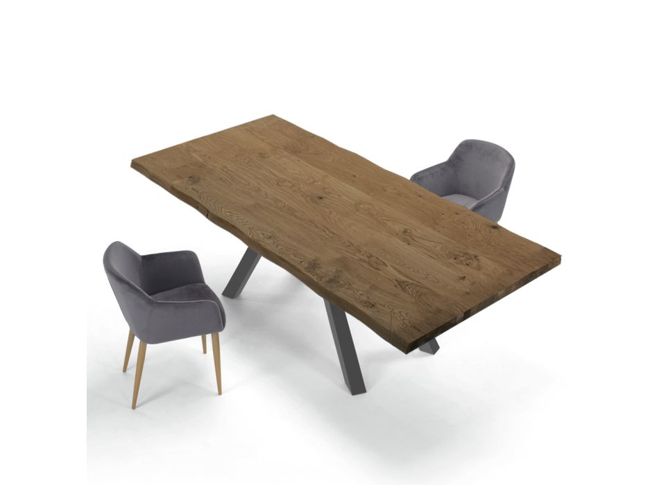 Designový stůl ze dřeva a oceli až pro 12 míst Made in Italy - Settimmio Viadurini