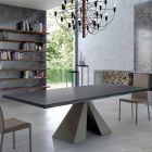 Designový stůl z dýhovaného dřeva a oceli Made in Italy – Dalmata Viadurini