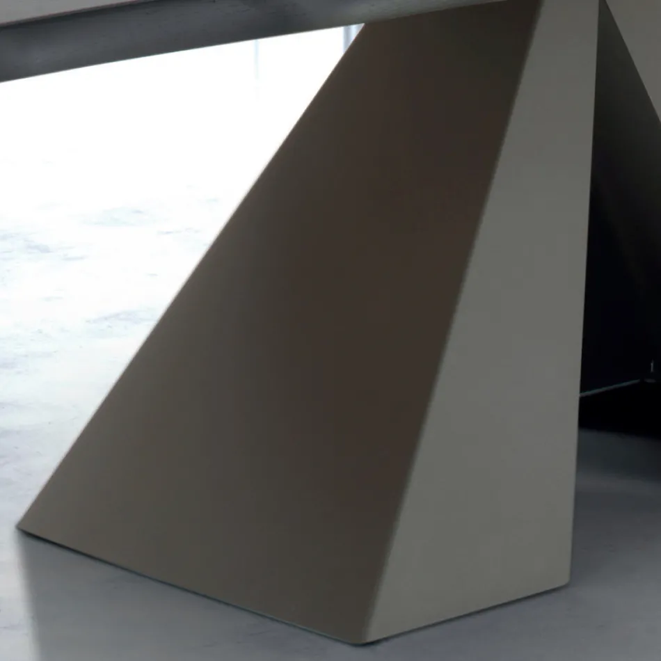 Designový stůl z dýhovaného dřeva a oceli Made in Italy – Dalmata Viadurini