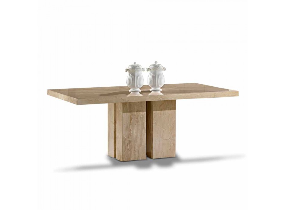 Luxusní stůl s moderním designem, Top v Daino Marble Vyrobeno v Itálii - Zarino Viadurini