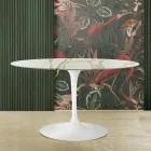 Eero Saarinen Stůl H 73 s oválnou deskou ze zlatého mramoru Caracatta Made in Italy - Scarlet Viadurini