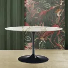 Eero Saarinen Stůl H 73 s oválnou deskou ze zlatého mramoru Caracatta Made in Italy - Scarlet Viadurini