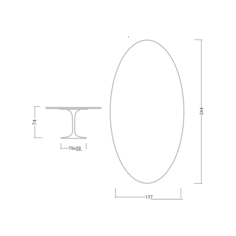 Eero Saarinen Stůl H 74 s oválnou deskou ze zlatého mramoru Calacatta Made in Italy - Scarlet Viadurini