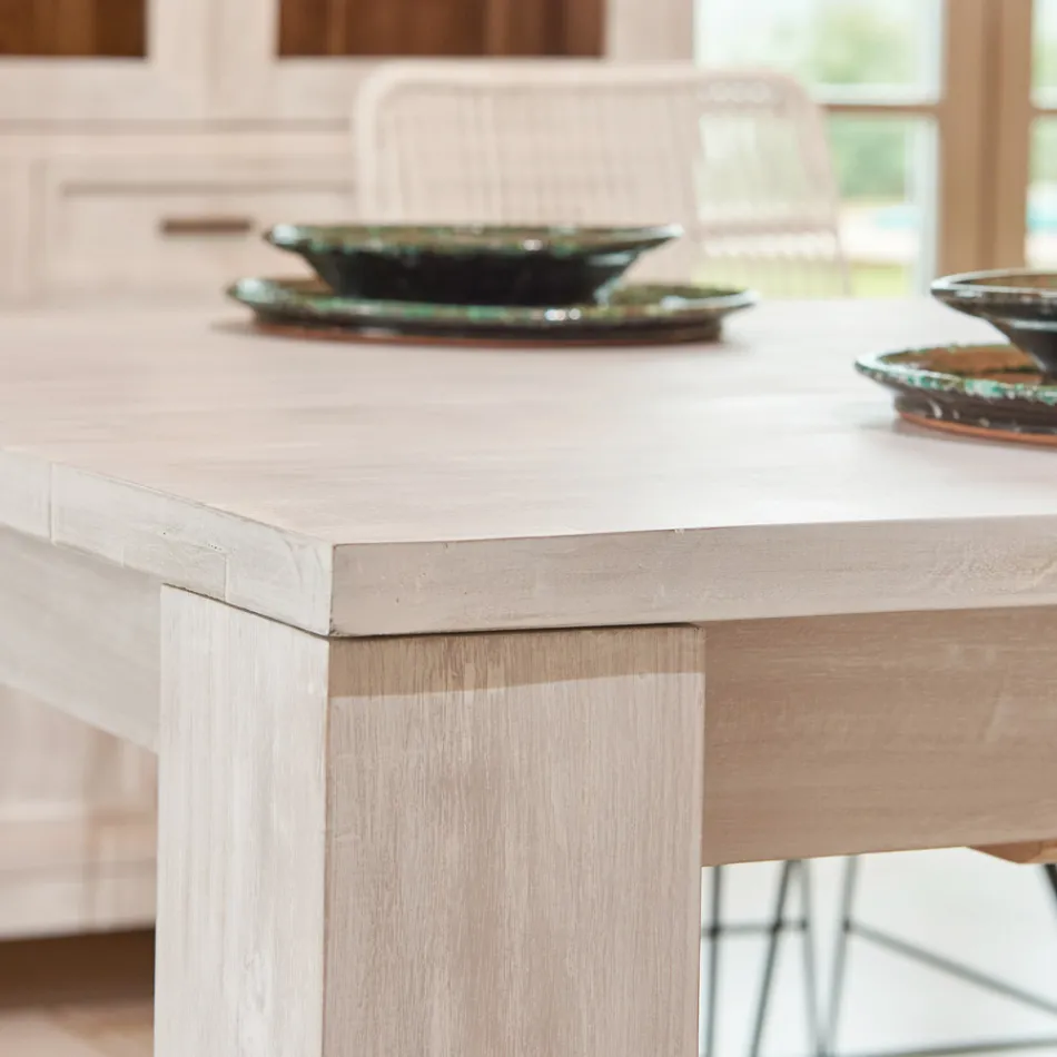 Pevný obývací stůl 190x100 cm z masivního teakového dřeva - vlámský Viadurini