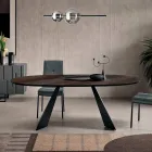 Pevný stůl 210x109 cm z kovu a oválné dýhované dubové podlahy - Marcello Viadurini