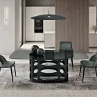 Pevný stůl 210x110 cm s hladkou deskou z kouřového skla Vyrobeno v Itálii - Tano Viadurini