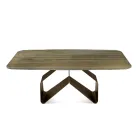 Pevný stůl 210x110 cm s žebrovanou skleněnou deskou a kovovou podnoží - Adriano Viadurini