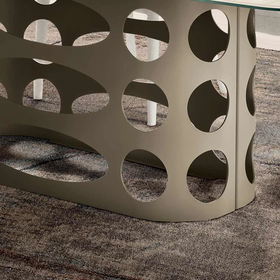 Pevný stůl 210x110 cm s žebrovanou skleněnou deskou Vyrobeno v Itálii - Tano Viadurini