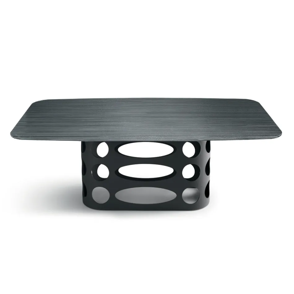 Pevný stůl 210x110 cm s žebrovanou skleněnou deskou Vyrobeno v Itálii - Tano Viadurini