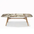 Pevný stůl ve tvaru sudu s podnoží z ořechového jasanu Canaletto Vyrobeno v Itálii - sever Viadurini