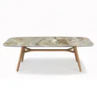 Pevný stůl ve tvaru sudu s podnoží Canaletto Walnut Ash Made in Italy - North Viadurini