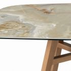 Pevný stůl ve tvaru sudu s podnoží z ořechového jasanu Canaletto Vyrobeno v Itálii - sever Viadurini