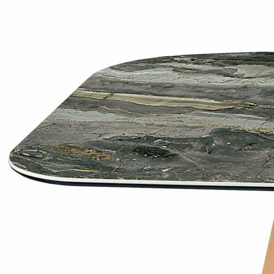 Pevný stůl ve tvaru sudu s podnoží z ořechového jasanu Canaletto Vyrobeno v Itálii - sever Viadurini