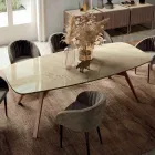 Pevný stůl ve tvaru sudu s podnoží z ořechového jasanu Canaletto Vyrobeno v Itálii - sever Viadurini