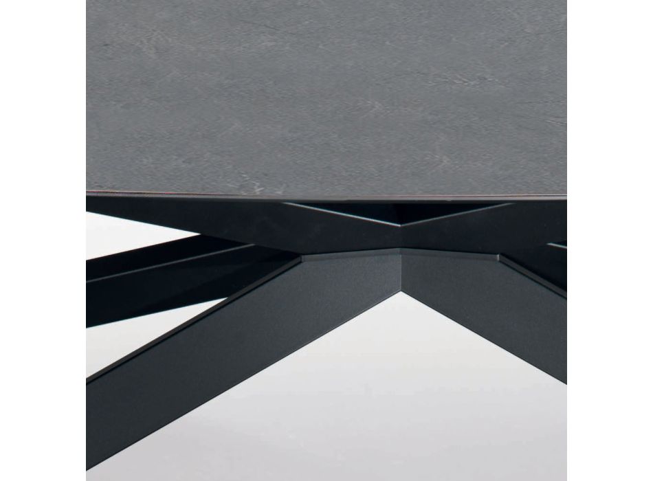 Pevný stůl ve tvaru sudu s laminátovou a ocelovou deskou Made in Italy - Grotta Viadurini