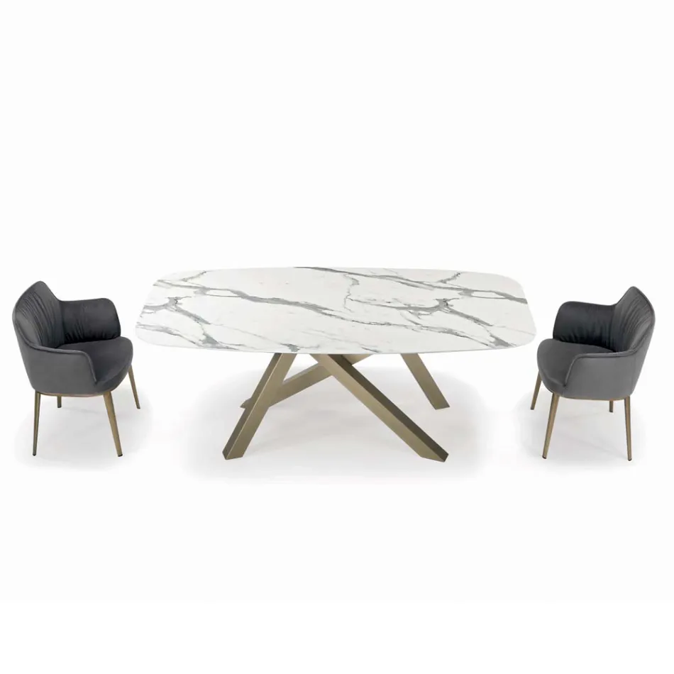 Pevný sudový stůl s laminátovou deskou Made in Italy - Settimmio Viadurini