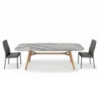 Pevný stůl ve tvaru sudu z keramiky a jasanového dřeva Made in Italy - North Viadurini