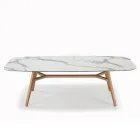 Pevný stůl ve tvaru sudu z laminátu a jasanového dřeva Made in Italy - North Viadurini