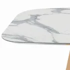 Pevný stůl ve tvaru sudu z laminátu a jasanového dřeva Made in Italy - North Viadurini