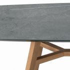 Pevný stůl ve tvaru sudu z laminátu a jasanového dřeva Made in Italy - North Viadurini
