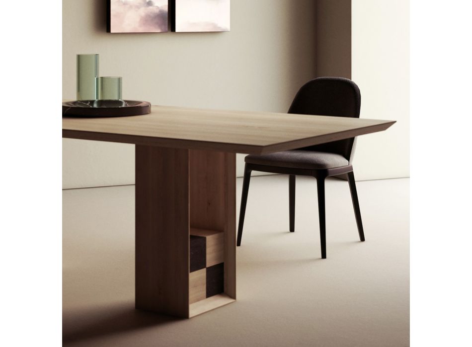 Pevný stůl se základnou s ozdobnými čtverci Made in Italy - Maugrim Viadurini