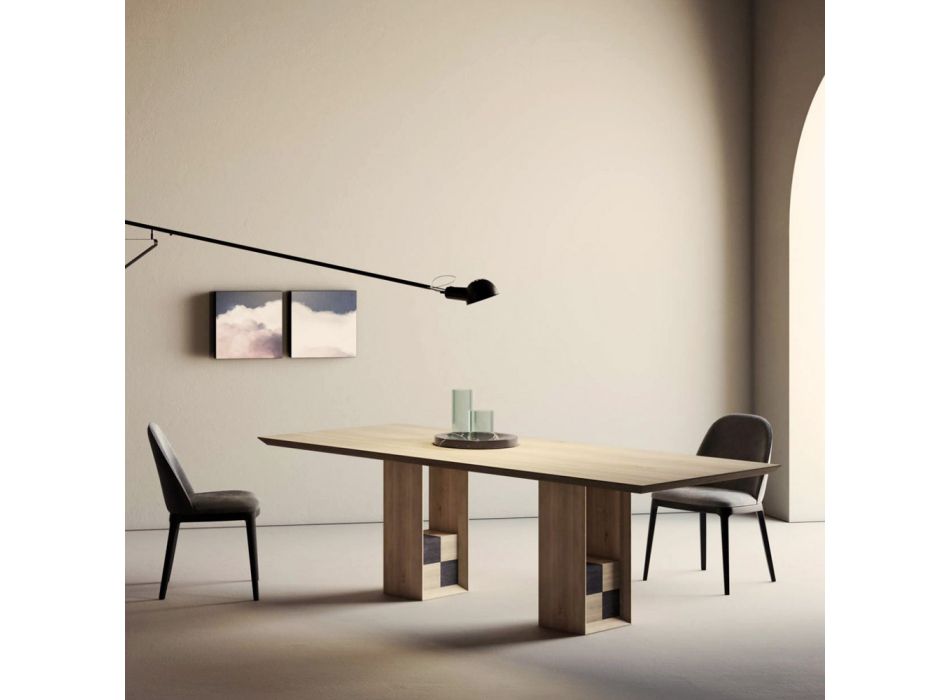 Pevný stůl se základnou s ozdobnými čtverci Made in Italy - Maugrim Viadurini