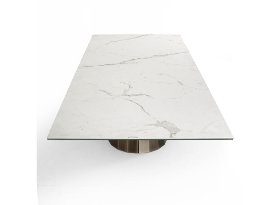 Pevný stůl s ocelovou základnou a keramickou deskou Made in Italy - Kalhoty Viadurini