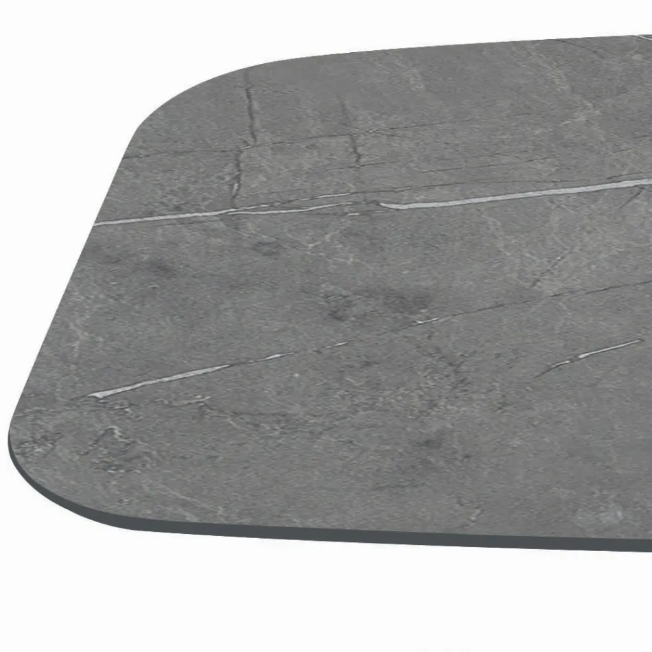 Pevný stůl s černou ocelovou základnou a laminátovou deskou Made in Italy – Brýle Viadurini