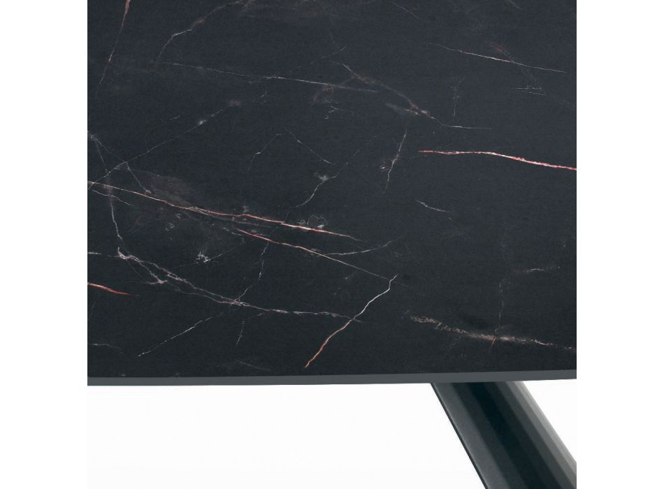 Pevný stůl s černou ocelovou základnou a laminátovou deskou Made in Italy – Brýle Viadurini