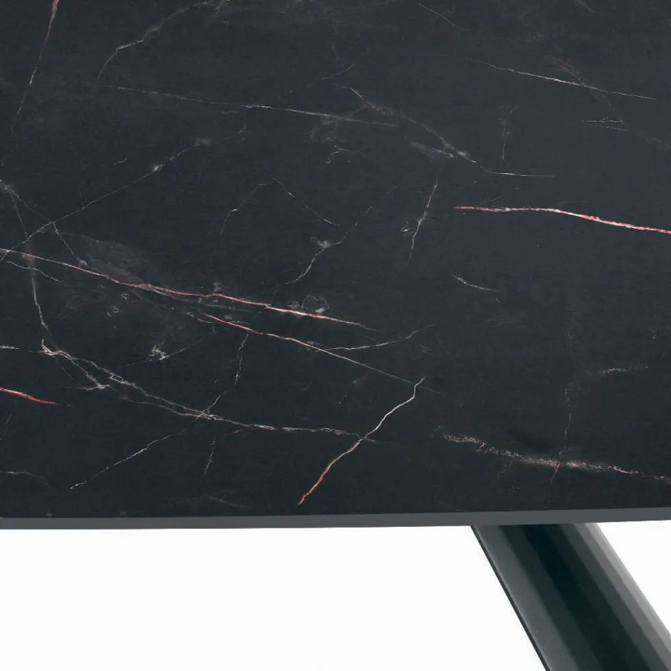 Pevný stůl s černou ocelovou základnou a laminátovou deskou Made in Italy – Brýle Viadurini