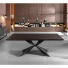 Pevný stůl s kovovou základnou a dýhovanou dubovou deskou - námořnictvo Viadurini