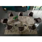 Pevný stůl s deskou ve tvaru sudu z keramiky Made in Italy - Settimmio Viadurini