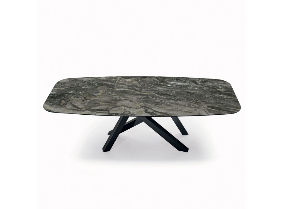 Pevný stůl s deskou ve tvaru sudu z keramiky Made in Italy - Settimmio Viadurini